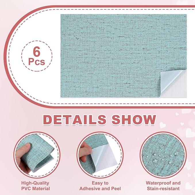 uxcell 6 Sheets Miniature Dollhouse Wallpaper, Linen Texture Self-Adhesive PVC Flooring Wall, Mini Wall Decor for Dollhouse Sand Table Model Accessories 11.81 x 7.87 Inch (Dark Blue)