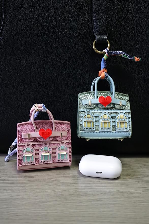 Buyborgood 2 PCS Women Mini Backpack Keychain Accessories Key Pouch Holder Coin Purse Bag Charm Wallet (Cyan + LRed)