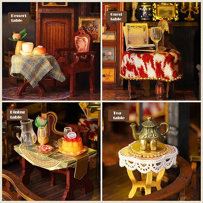 CUTEROOM DIY Miniature House Kit, Wooden Dollhouse Kit with LED Magic Tiny House Kits for Adult Best Birthday (Edinburgh Castle)