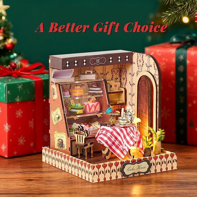 BenBen DIY Miniature House Kit, Cake Shop Model Craft Kits, Furniture, Mini Doll House Building Kit for Adults, Teens, Tiny Dollhouse Diorama for Stress Relief, Home Décor