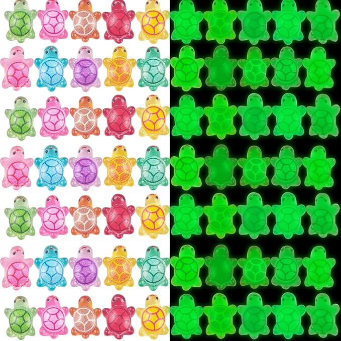 100 Pieces Tiny Turtles for Crafts Luminous Mini Resin Turtles Dollhouse Miniatures Mini Animals for Fairy Garden Micro Landscaping Decoration