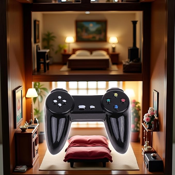 Black Dollhouse Model Gamepad Model Gamepad Dollhouse Wireless Game Controller Dollhouses Decoration 1:12 Dollhouses Décor
