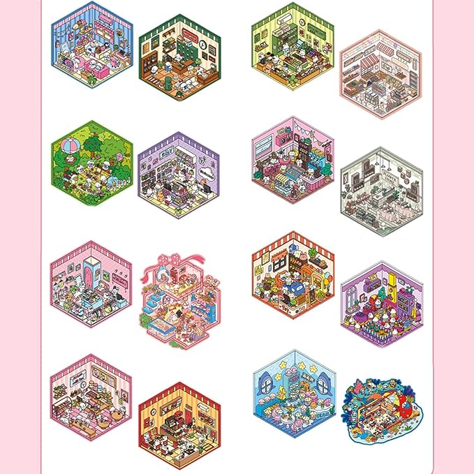 DIYs Sticker Scene Book for Kids Adults, 3D Room Scene Stickers, Funny Miniature 3D House Sticker Set, Make Your Own Room Scenes Stickers