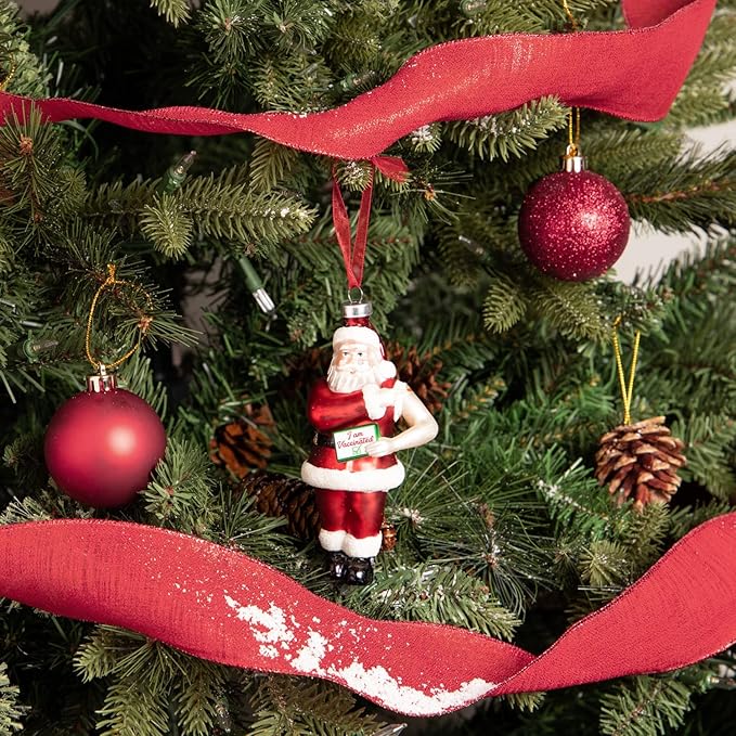 Every Day is Christmas Glass Blown Ornaments Cute Hand Made Figurines Tree Decoration, Santa's Vaccinated