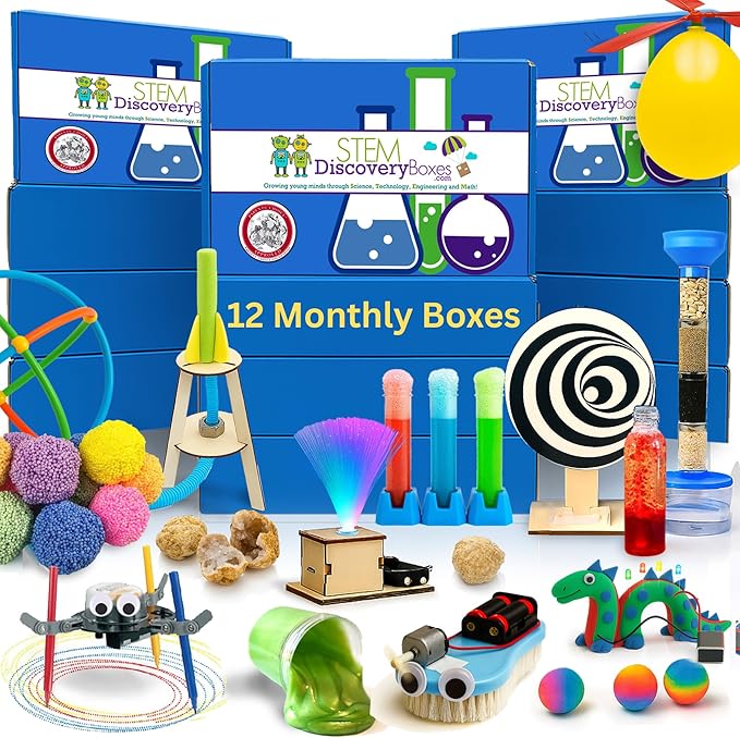 12-Month Kids Science Kit Subscription | 36 Hands-On STEM Projects for Boys & Girls Ages 7–12 | Includes 1 Full Year of No-Prep Experiments, Science Lessons & Live Online Classes | Educational Gift