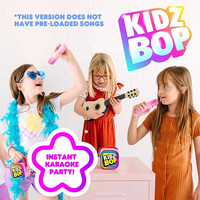 Move2Play, Kidz Bop Mini Karaoke Machine for Kids | Official Kidz Bop | Bluetooth Speaker with Microphones | Toddler Music Toy | Christmas Stocking Stuffer | Girls & Boys Age 2, 3, 4, 5, 6+