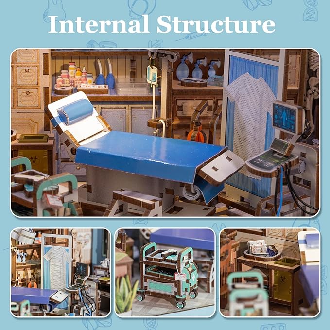 Book Nook Kit - DIY Miniature House Doctors Clinic Dollhouse Kit for Adults, Book Nook Tiny House Bookshelf Decor Creative 3D Wooden Puzzle, Gifts for Family, Friends (Doctor's Office)