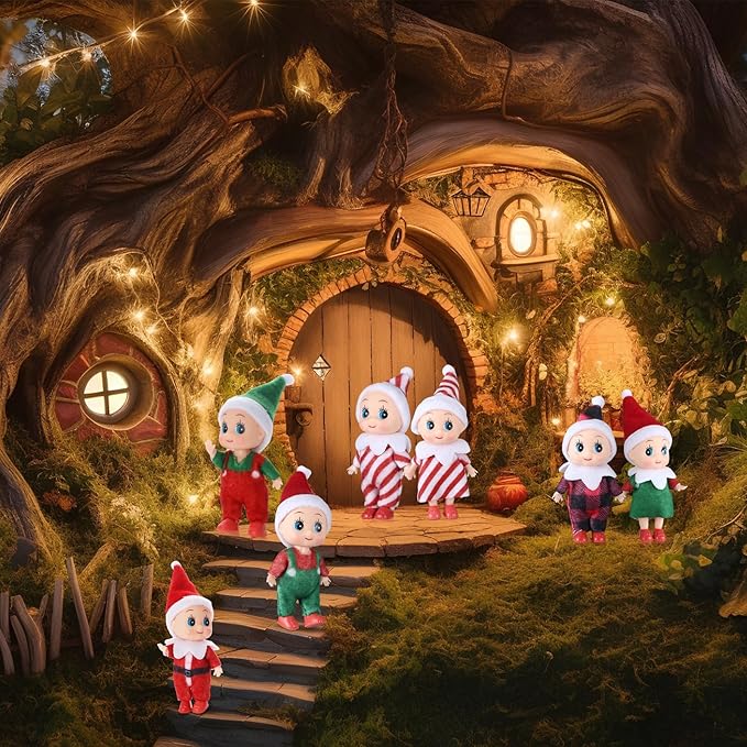 Liliful 66 Pcs Operation Christmas Baby Doll Twins Set with Tiny Christmas Card Velvet Bags, Little Girls and Boys Xmas Miniature Gift for Holiday 2025 New Year Decoration Calendars Stocking Stuffers