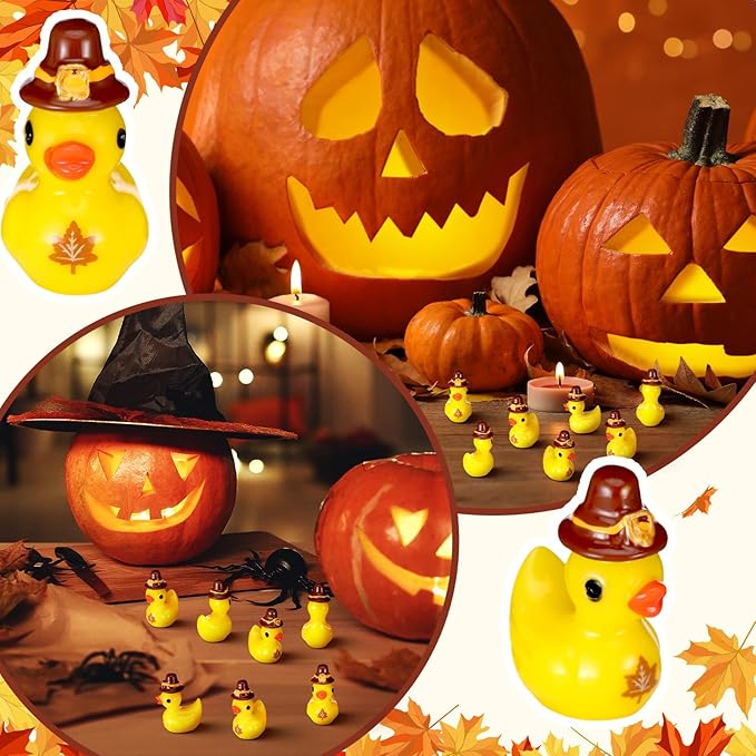 100 Pcs Themed Ducks Resin Ducks Resin Party Decorations for Crafts Making DIY Miniature Landscape Micro Decor Gifts (Maple Leaf)