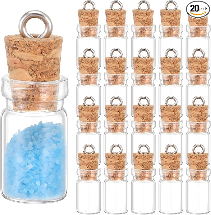 20 Pcs Mini Glass Bottles with Cork 1ml Capacity Clear Tiny Glass Bottles Wishing Message Bottle DIY Art Craft Storage Small Jars for Home and Holiday Party Decoration