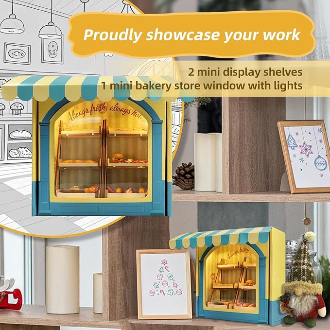 iLAND Cute Crafts for Teens Women Adults of DIY Air Dry Clay Art Mini Food, Modeling Clay Kit for Fun Date Night Craft Set Realistic 1/12 Scale Accessories for Dollhouse Kitchen Creative Crafting Gift