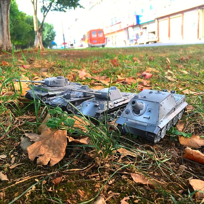 Kvvdi 4 Sets Upgrade 3D Puzzles Plastic Model Toy Tank Kit for Adults, Military Tiger Tank, Premium Scale Model Tanks Kits Collection