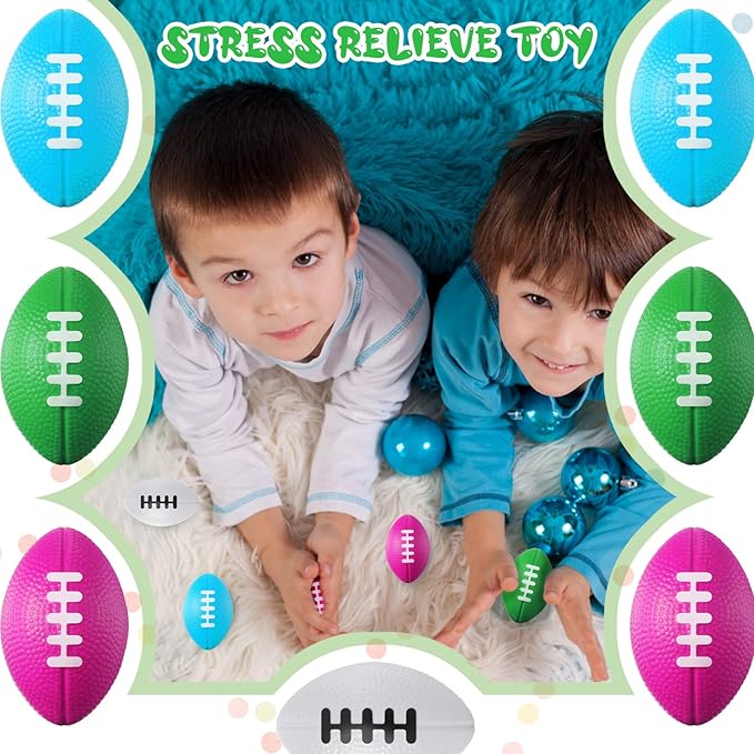 Blulu 30 Pack Mini Footballs Foam Stress Ball Bulk 2.17" for Kids Adult School Party Favor Gift Small Sports Valentines Ball Toy for First Year Down Birthday Party Homecoming Game Goodie Bag Stuffer