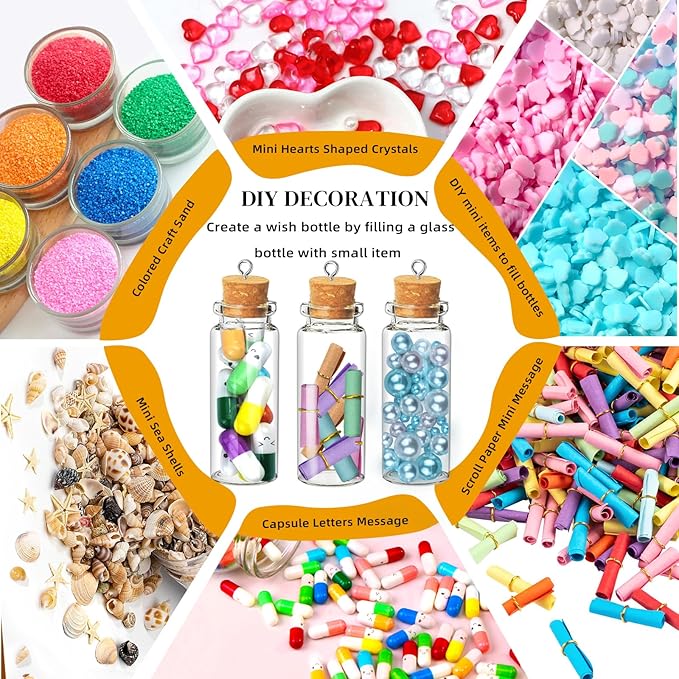 100Pcs 15ml Mini Glass Bottles with Cork Stoppers - Small Clear Vials for DIY Crafts, Wedding Favors, Halloween Decor, Wishing Spell Jars, Includes Funnel-(22 * 70 mm)