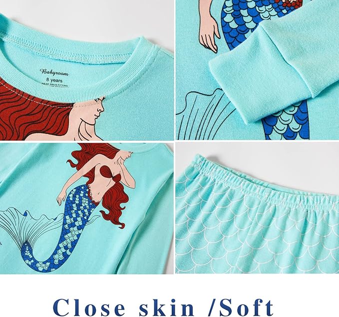 Babyroom Girls Matching Doll&Toddler 4 Piece Cotton Pajamas Toddler Christmas Sleepwear