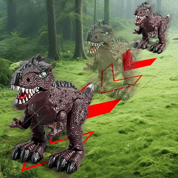 3-Pack Electronic Walking Dinosaur Toys for Toddlers 2-4, Moving Dinosaurs Toys with Lights, Roaring Sounds, T-Rex, Brachiosaurus & Stegosaurus, Xmas Birthday Gift for 2 3 4 5 6 Years Old Boys