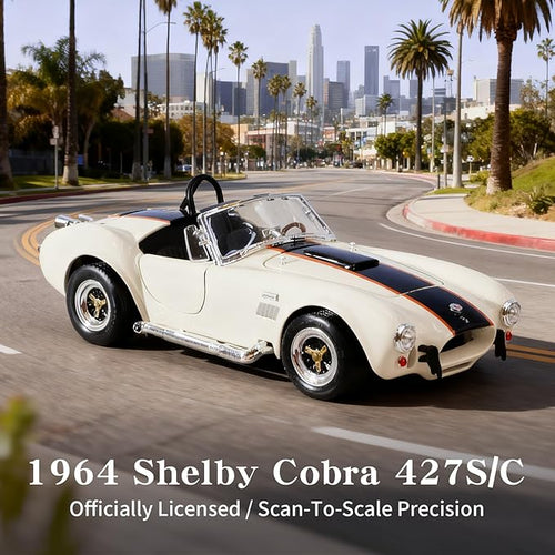 1964 Shelby Cobra 427S/C 1:18 Diecast - 7.0L V8 Semi-Competition | Opening Doors, Steering Linkage, Premium Gift Box | Ages 14+,White