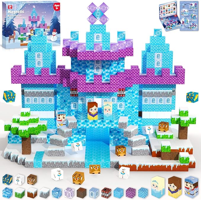 150PCS Magnetic Blocks - Magnet Building Blocks, Magnet Cubes Tiles Princess Castle Toy, STEM Montessori Sensory Stacking Toys Birthday Gift for Kids Ages 3 4 5 6 7 8 9 10 Years Old