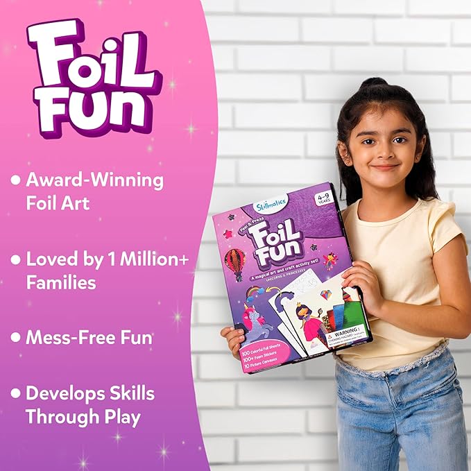 Skillmatics Foil Fun - Unicorns & Princesses, No Mess Art for Kids, Craft Kits & Supplies, DIY Creative Activity, Travel Toys, Gifts for Ages 4, 5, 6, 7, 8, 9