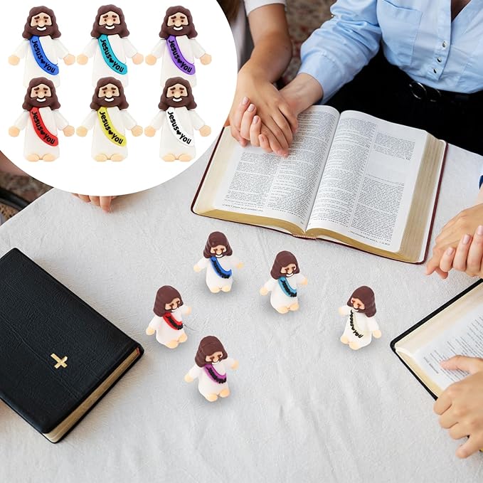 36 Pack Little Jesus Figurines in Bulk, Pocket Jesus Loves You, Jesus Small Figures, Little Tiny Jesus Figures for Church Christmas Party Favors Baptism Gifts