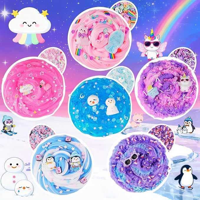 6 Pack Slimes, Slime for Kids Animal Wonderland, Butter Cloud Slime kit for Girls Ages 8-12, Toys for Girls and Boys, Birthday Halloween Christmas Party Favors for Kids Goodie Bag Stuffers