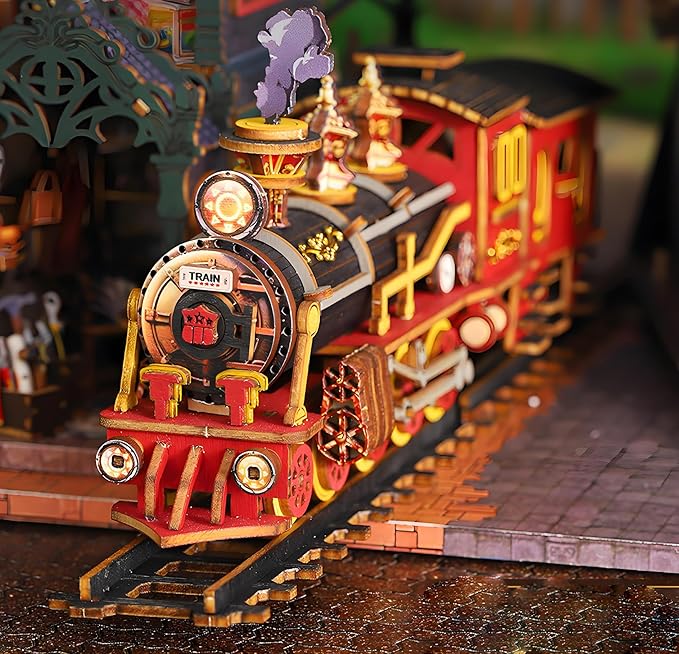 DIY Miniature House Kit Vintage Steam Train Building Model Tiny Home Kit with Music Mini House Build Craft Kits for Adults Home Decor Creative Gift for Friends