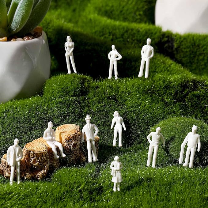 Namalu 50 Pcs, 1: 75 Scale White Unpainted Mini People Figures Miniature People for Model Trains Architectural Standing and Sitting Mini Diorama Figures for Architectural Project