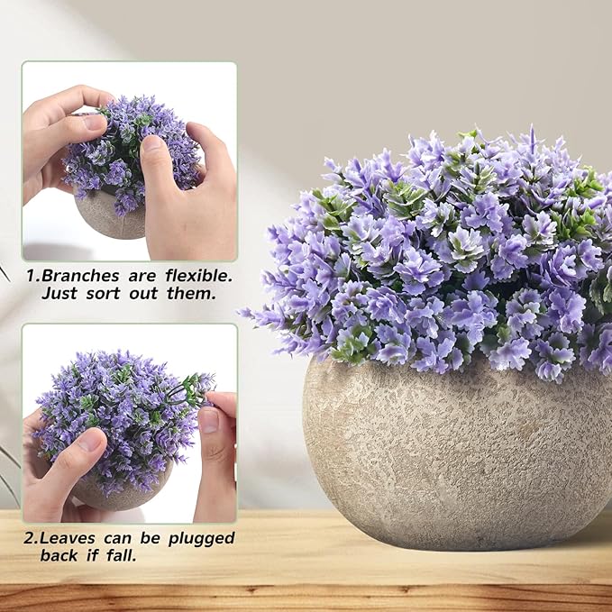 Dominow Mini Artificial Plants in Pots, Set of 4 Small Fake Plants for Home Decor Indoor, Realistic Greenery Faux Potted Plant for Office Desk, Bathroom, Shelf, or Table Decoration