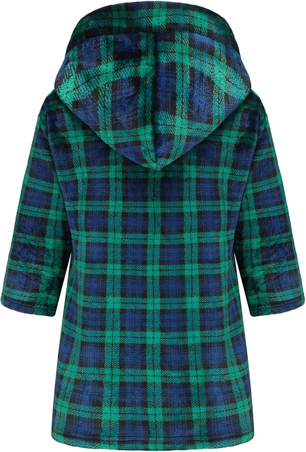 Boys Fleece Robe Hooded Toddler Soft Bathrobe Pajamas Sleepwear for Kids Girls 2-16 Years