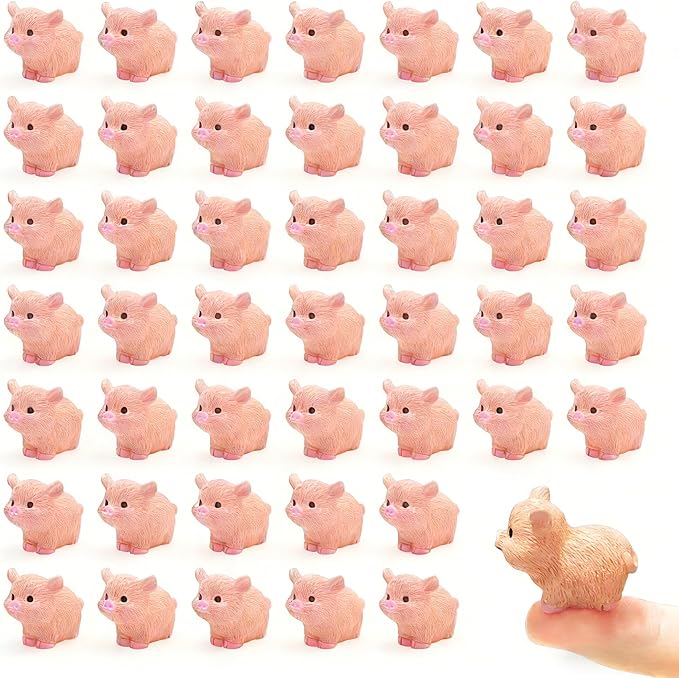 50 PCS Mini Pink Pig Figurines - 1.5 Inch Resin Pigs for Fairy Gardens, Home Decor, Wedding Centerpieces, Desk Accessories & DIY Crafts