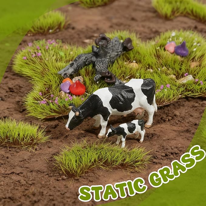 Warmtree 1 Box Static Grass Bushy Tufts Lowland Shrubs Scenery DIY Miniature 3D Tree Branches and Mushroom for Train Landscape Scenery Military Layout Model War Gaming Terrain (Spring Green)