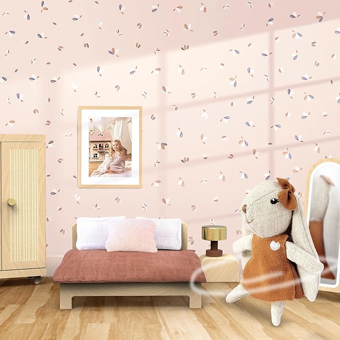 SPEEDY MONKEY Doll House Bedroom Playset – Wooden Playhouse with Bunny Character & Furnitures Set for Kids, Pretend Play Dollhouse and Imaginative Room Décor Storytelling for Toddlers & Preschoolers