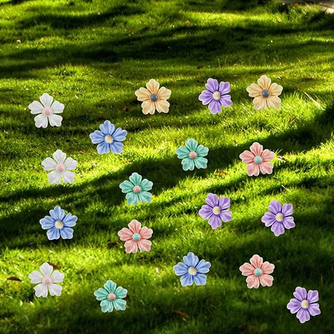 100 Pieces Tiny Flower for Dollhouse Miniatures Resin Things for Crafts Mini Flowers for Fairy Garden Micro Landscaping Decoration