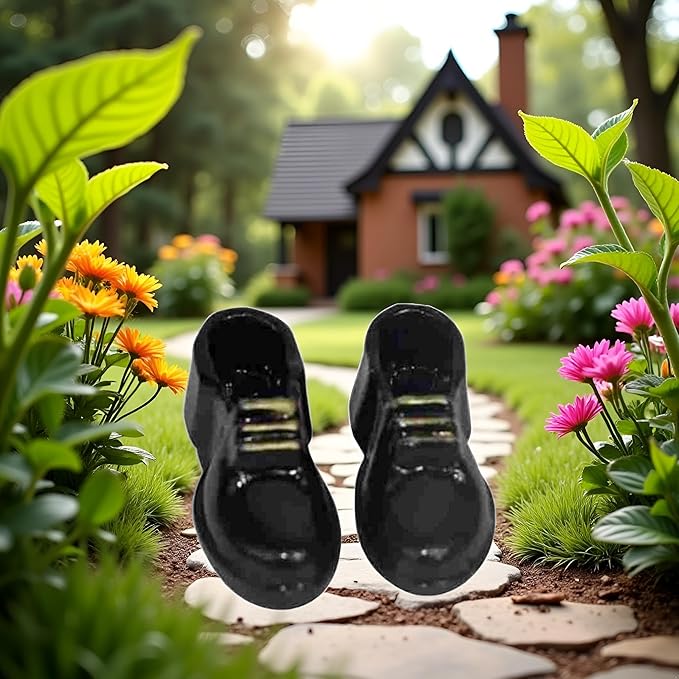 1Pair Black 1/12 Miniature Men Shoes Dollhouse Decoration Accessories, for DIY Fairy Garden Micro Landscaping Decor