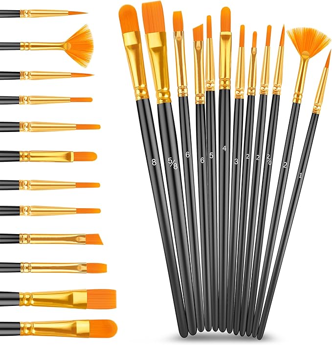 Caliart Acrylic Paint Set with 12 Brushes, 42 Colors (59ml, 2oz) Art Craft Paints Gifts for Adults Artists Beginners Painters, Halloween Pumpkin Canvas Ceramic Rock Painting Kit Art Supplies