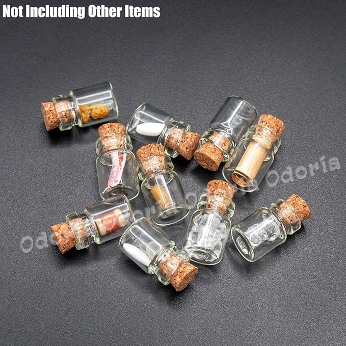 Odoria Dollhouse Glass Jars Miniature: 1/12 Scale Glass Bottles Food Container for Kitchen Restaurant - Mini Canister Empty with Cork 10Pcs