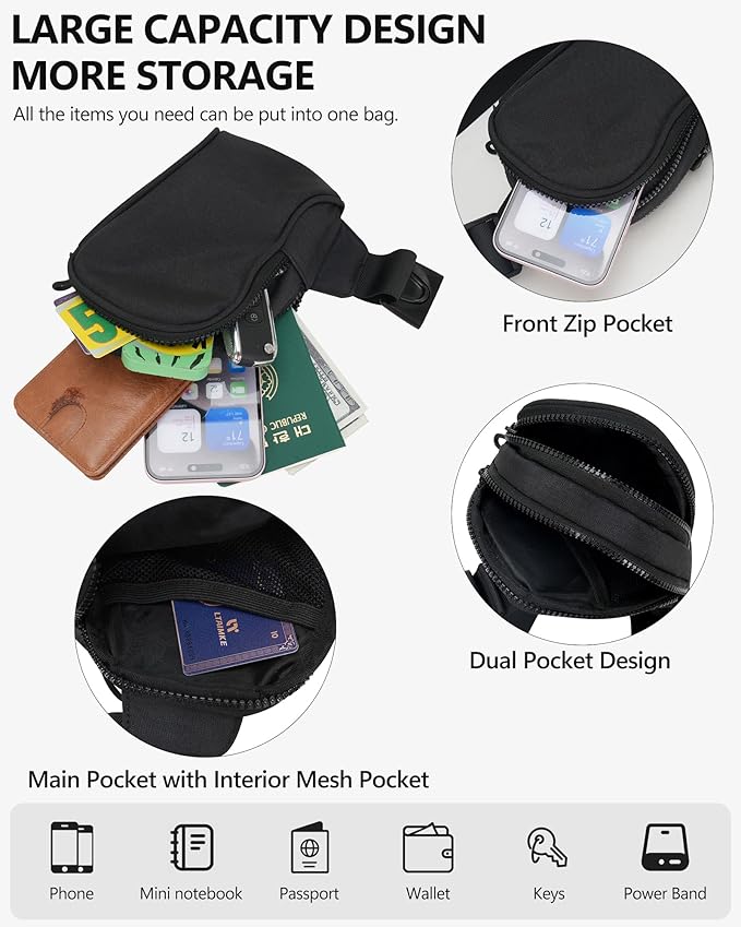 Peicees Sportswear Essentials Small Crossbody Bag for Men Women Mini Sling Bag Travel Running Phone Daypack Cross Body Shoulder Bags, White