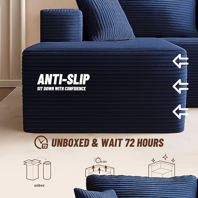 Cozy Square Ottoman, Comfortable Seating, No Assembly Required, Blue
