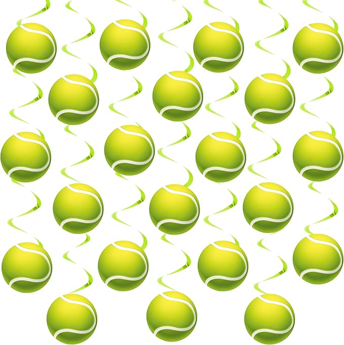 Tennis Party Hanging Swirls Tennis Birthday Party Decoration 20pcs Tennis Ball Themed Swirl Ceiling Sport Party Hanging Streamer for Tennis Player Lover Party Baby Shower Supplies