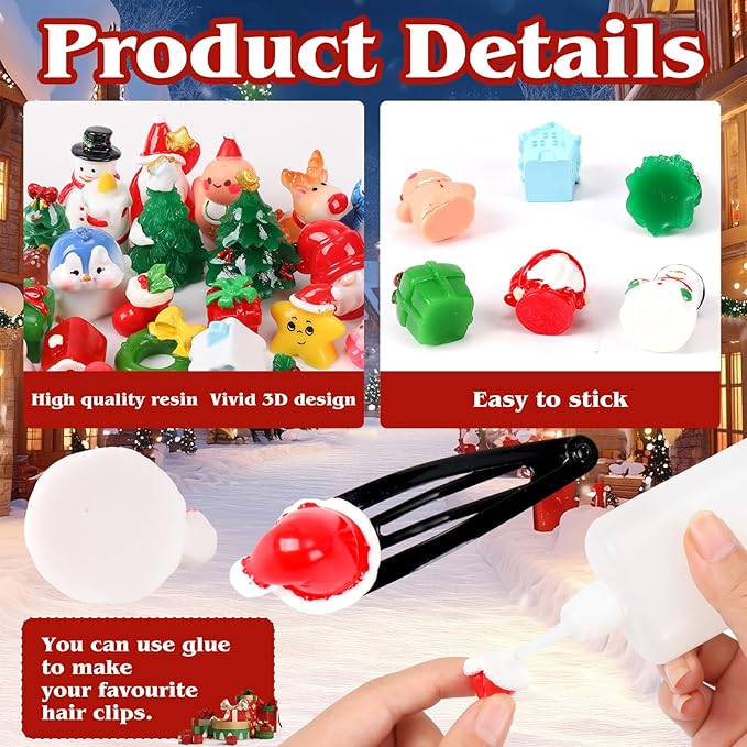 50Pcs Christmas Miniature Figurines 50 Style Christmas Mini Resin Crafts to Hide Tiny Small Santa Snowman Xmas Tree Reindeer Figurines for Xmas Stocking Goodie Bag Fillers Winter Party Dollhouse Decor