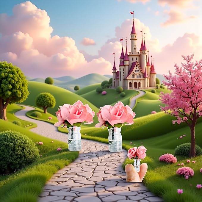 2Pcs Mini Dollhouse Miniature Vase Micro Landscape Colorful Flower Glass Bottle Miniature Decoration for 1:12 Scale Dollhouse Scene Props Décor Accessoriesecor (Pink)