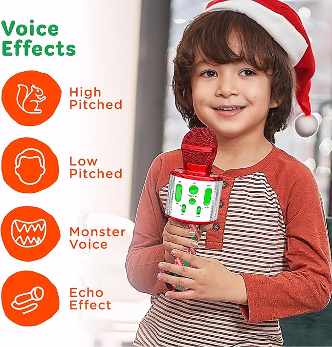Move2Play, Christmas Karaoke Microphone | Includes Pre-Loaded Songs & Bluetooth | Kids Toy for All Ages 2, 3, 4, 5, 6+ Year Old Girls, Boys & Toddlers | Stocking Stuffer