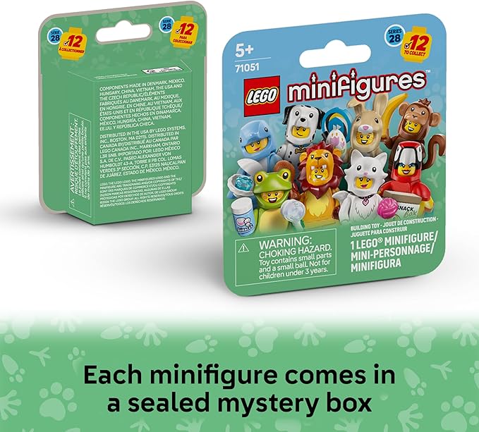LEGO Minifigures Animal Series 28 6 Pack - Kids Toys in Sealed Mystery Boxes - Animal Themed Figures to Collect - Birthday Party Favors & Gift Idea for Boys & Girls, Ages 5+ - 66813