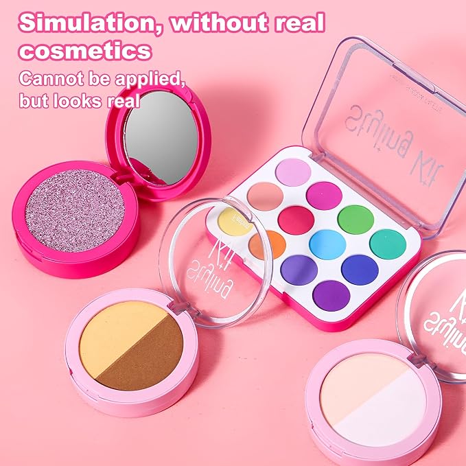 AIUAZA Children's Home Makeup Toy Set of 10, Liquid Free and Powder Free, Girl Dress-Up Toy, Kids Pretend Play，Toys for Girls Princess Birthday Gift Age 4 -12