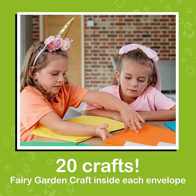 Craftikit® 20 Award-Winning Fairy Garden Crafts for Kids - 20 All-Inclusive Fun Paper Toddler Crafts, Fairy Garden Kit for Kids Ages 3-10