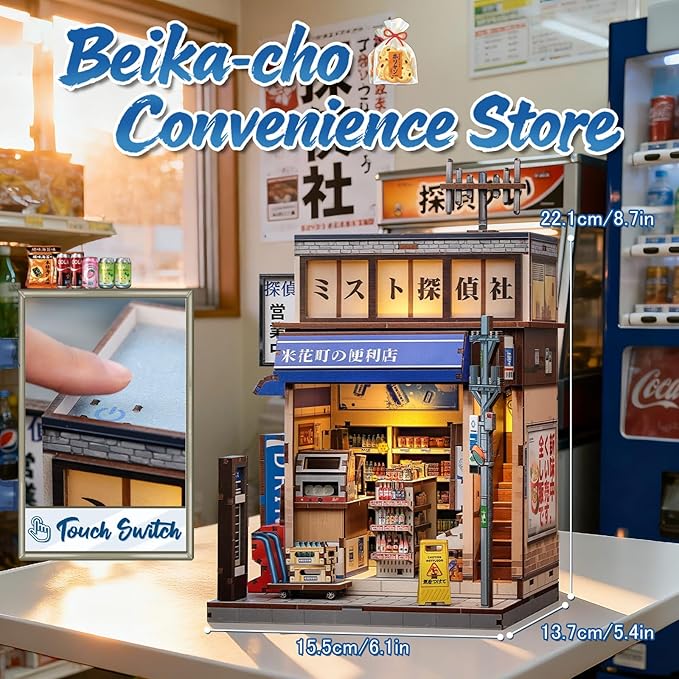 Fsolis Book Nook Kit - DIY Japanese Miniature Dollhouse Kit for Adults Bookshelf Decor Gifts for Women Readers Book Lovers (Beika-cho Convenience Store)