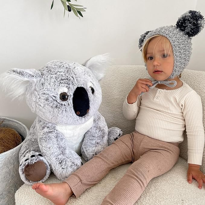 5Pcs Koala Bear Stuffed Animal 17.7 Inch, Mom Koala Plush Toy with 4 Adorable Babies Plushies in Zippered Back, Christmas Birthday Gift for Kids Boys Girls, Room Forest Party Decor