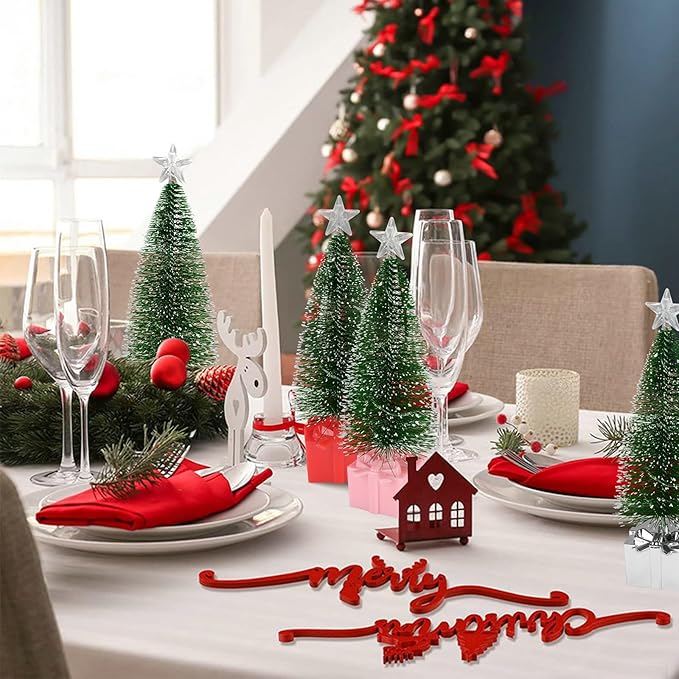Mini Christmas Tree with Lights, 4 Pack Tabletop Christmas Tree with LED Lights for Indoor Christmas Decorations Holiday Party Ornagment, Christmas Centerpieces for Tables New Year Decoration(4)