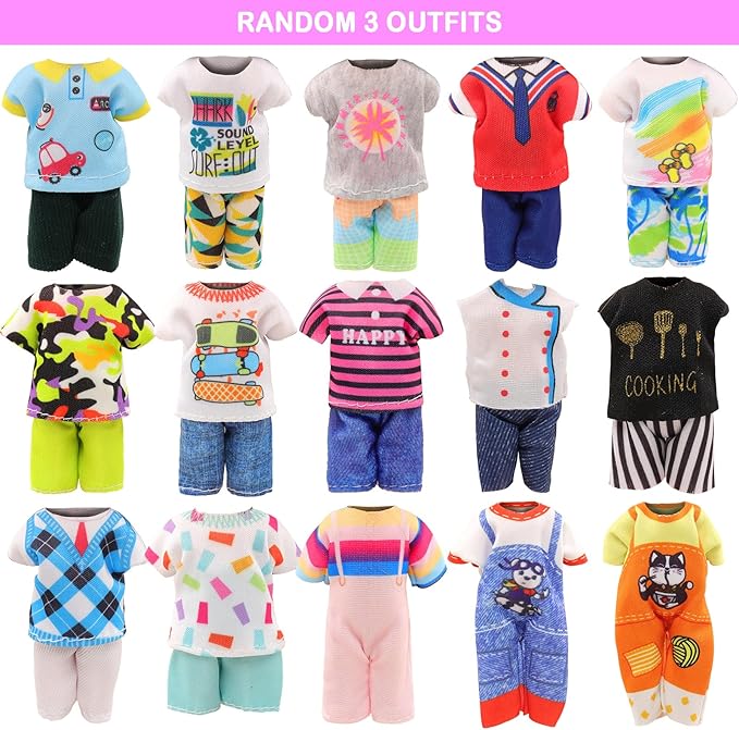 22 PCS 6 inch Dolls School Set - Doll Clothes and Accessories Including 2 Clothes Sets 3 Fashion Dresses 1 Computer 1 Glasses and 15 pcs Study Accessories