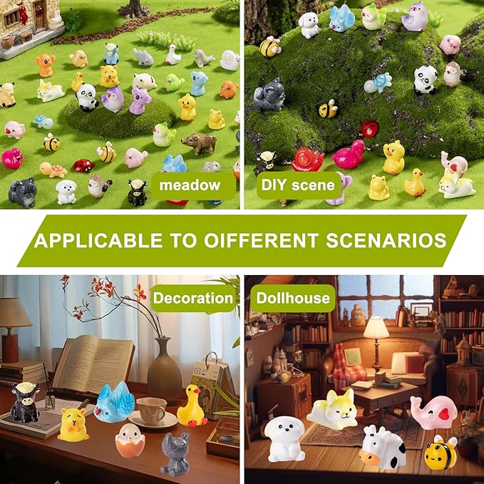 42 Pcs Mini Resin Animals Figures Animals Figurines for Desk Pets Charms, Animal Figurines, Cute Mini Animals for Decoration and Hiding